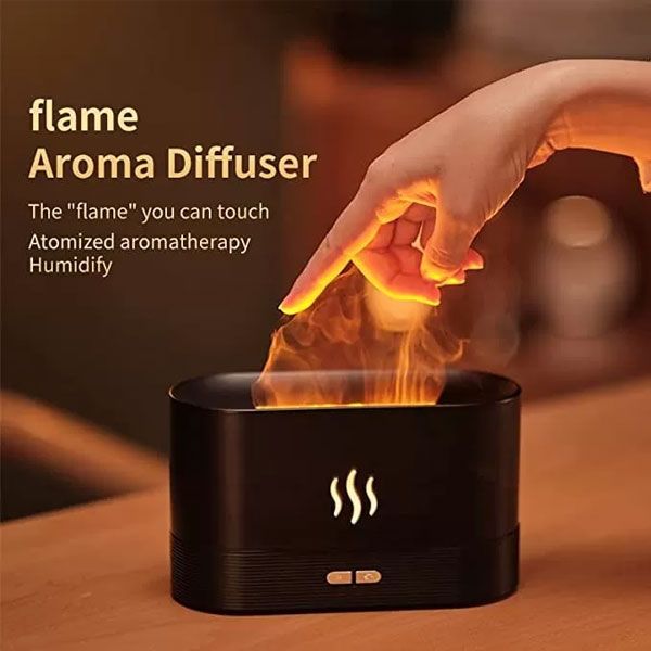 Flame Humidifier And Aroma Diffuser-Realistic Flame Effect Portable And Versatile